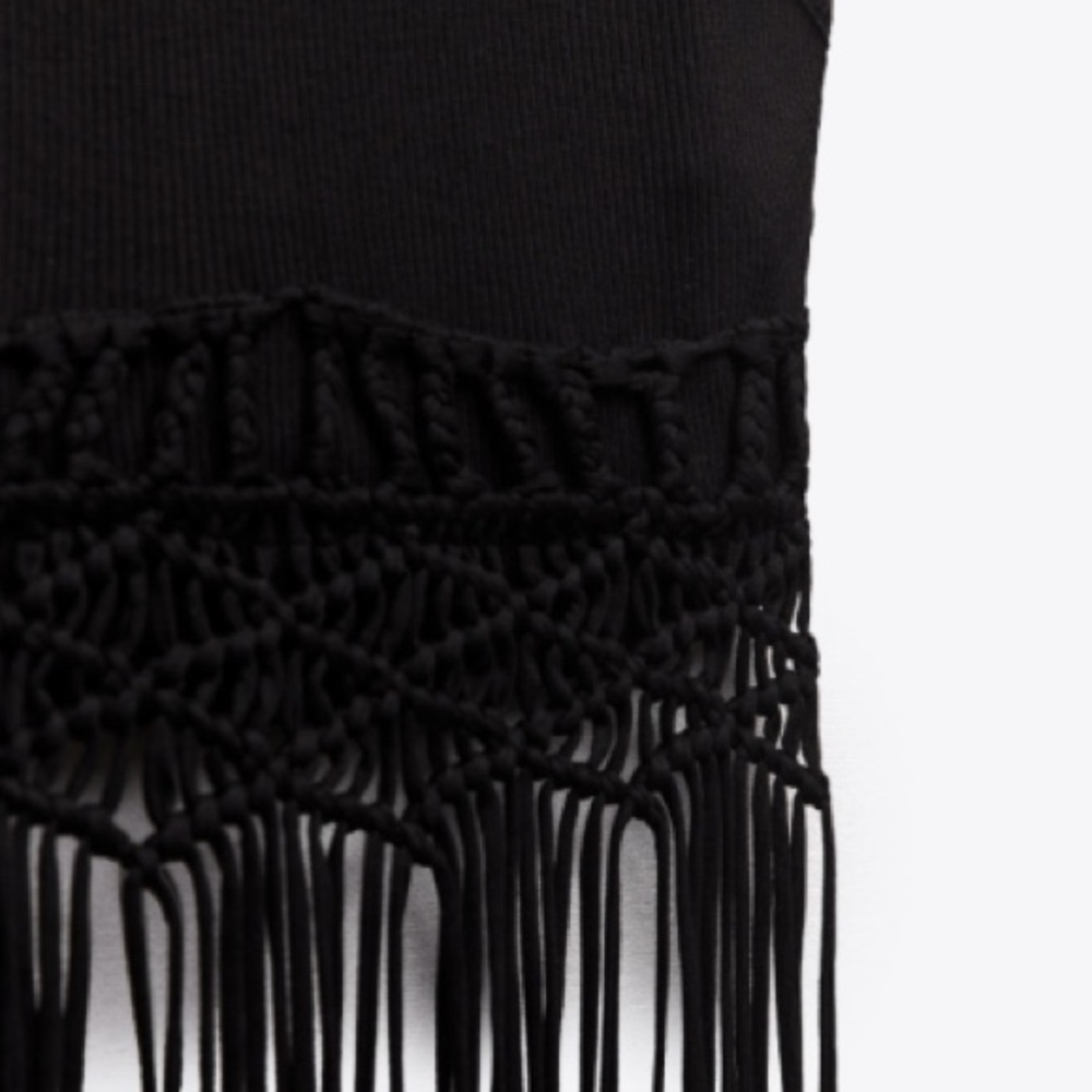 ZARA MIXED MACRAMÉ TOP - Picture 4 of 5